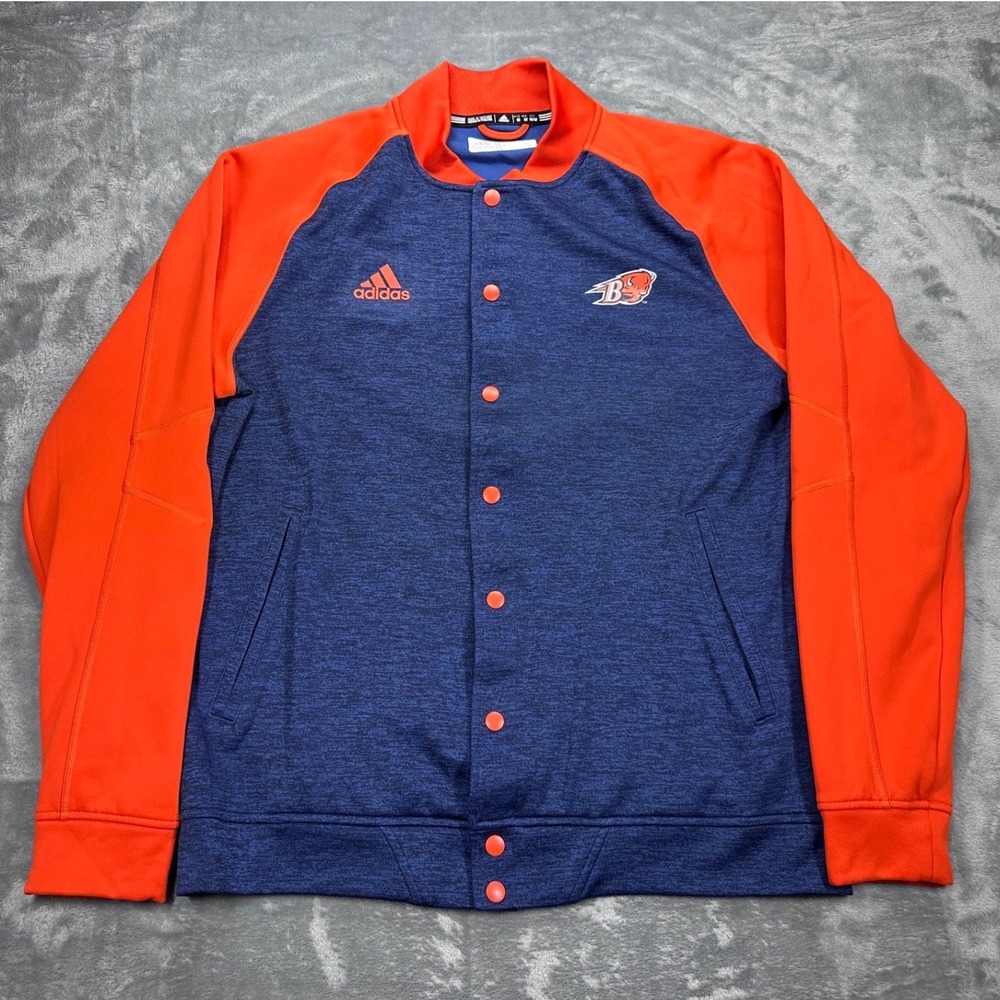 Adidas Bucknell Bison Mens‎ Medium Navy Orange Climawarm Bomber Jacket 6705